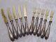 10 Pieces Antique Art Nouveau Silver Plated Gilded Vintage Fruit Cutlery