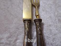 10 pieces Antique Art Nouveau Silver Plated Gilded Vintage Fruit Cutlery