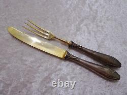 10 pieces Antique Art Nouveau Silver Plated Gilded Vintage Fruit Cutlery