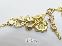 18ct Gold Pendant, Floral Art Nouveau Vintage Hanging With A Conch Pearl 1.80cts