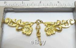 18ct Gold Pendant, Floral Art Nouveau Vintage Hanging With A Conch Pearl 2,25cts