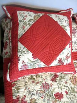 1a- Bed Top + 2 Cases, Flowery And Red Dots, Vintage Linen