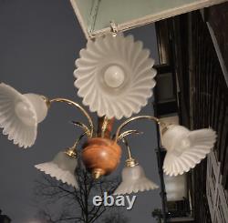 20s Art Nouveau Style Frosted Glass Vintage Mid Century Ceiling Suspensions