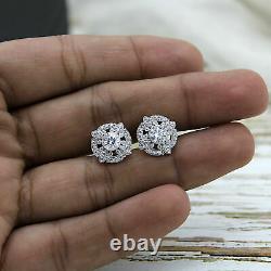 2.00 Ct Diamond Round Vintage Art Deco Earrings 14k White Or On