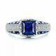 2.15 Ct Diamond - Sapphire Art Deco Vintage Antique Ring In Silver Sterling 925