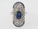 2.20 Cts Vintage Art Deco Oval Sapphire Wedding Engagement Ring 925 Silver