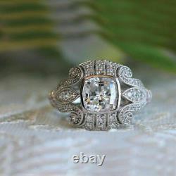 2.30 Cts Vintage Art Deco Cushion 925 Sterling Silver Engagement Old Wedding