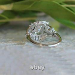 2.30 Cts Vintage Art Deco Cushion 925 Sterling Silver Engagement Old Wedding