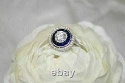 2.45ctw Sapphire Vintage Art Deco 925 Sterling Silver Engagement Old Wedding