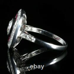 2.75 Cts Diamonds French Cup Vintage Art Deco Rubies 925 Silver Engagement