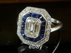 2.80 Cts Size Emerald Sapphires Antique Vintage Art Deco 925 Silver Engagement