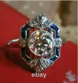 2.85ct Vintage Style Round Cup Art Deco Ancient Engagement Ring 925 Silver