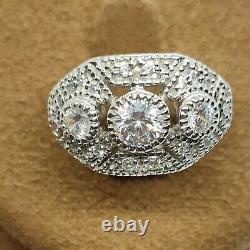 2ct Vintage Diamond Antique Engagement Art Deco Ring Grappe 14k White Gold Sur