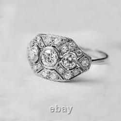 2ct Vintage Diamond Old Engagement Art Deco Ring Cluster 14k White Or On
