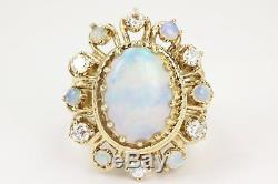 3.85 Carats Art Deco Vintage Old Opal Diamond Ring Coktail 1920s