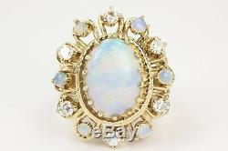 3.85tcw Art Deco Vintage Old Opal Diamond Cocktail Ring 1920s Watermark