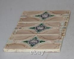 3 PC Vintage Stamped Fleur & Star Art Nouveau Architecture Tiles, Japan 10734