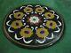 61cm Marble Patio Coffee Table Top Black Center Incrustation With Vintage Art