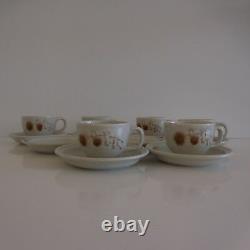 6 Coffee Cups + 8 Ceramic Saucers Sandstone Art Nouveau Vintage France