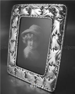 925 Sterling Silver Antique Vintage Art Nouveau 13x18 Photo Frame (V2)