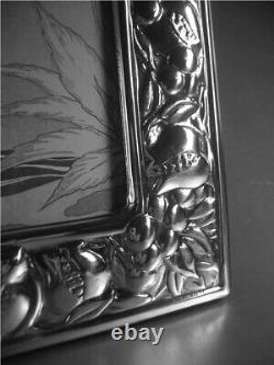 925 Sterling Silver Antique Vintage Art Nouveau Photo Frame Grenade 13x18 (V1)