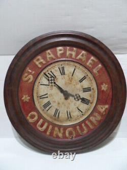 Ancienne Horlogy Pendule Pub St Raphael Quinquina Tole Vintage Clock Junghans