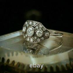Ancient Art Deco 2.28ct Diamond Round Vintage Engagement Ring 925 Silver