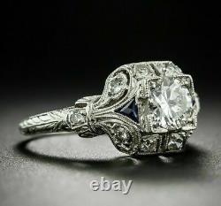 Ancient Art Deco Vintage Round Zircone 1.40 Ct Ring Wedding 925 Sterling Silver