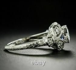 Ancient Art Deco Vintage Round Zircone 1.40 Ct Ring Wedding 925 Sterling Silver