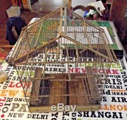 Ancient Canary Cage Goldfinch Circa 1900 Wood And Metal To Be Restored