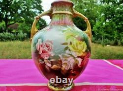 Ancient Vase Barbotine Roses Earthenware Art New Vintage Art New Earthenware
