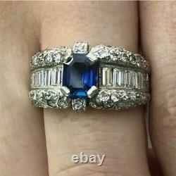 Ancient & Vintage Art Deco Engagement Ring 2.57ct Sapphire 9ct White Solid Gold