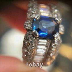 Ancient & Vintage Art Deco Engagement Ring 2.57ct Sapphire 9ct White Solid Gold
