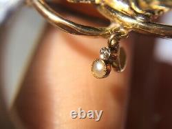 Antique 18k Gold Pearl Eagle Brooch Pine Art New Vintage Unisex Jewellery