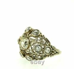 Antique Art Nouveau 18k Solid Gold Vintage Ring with 2.2 CT Diamond Overall