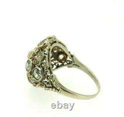 Antique Art Nouveau 18k Solid Gold Vintage Ring with 2.2 CT Diamond Overall