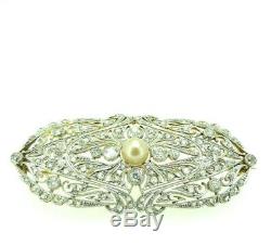 Antique Gold Brooch Art Nouveau 18 Kt Natural Diamond 2 Ct Approximately Vintage