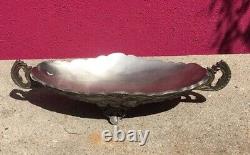 Antique Oval Art Nouveau Tin Shell High Relief Vintage Storage