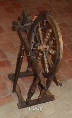 Antique Rouet France Spinning Wheel Big Wheel 16 Incomplete Deco Vintage Wool