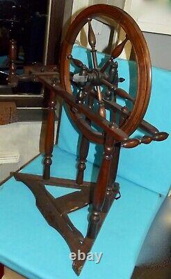 Antique Rouet France Spinning Wheel Big Wheel 17 Incomplete Deco Vintage Wool