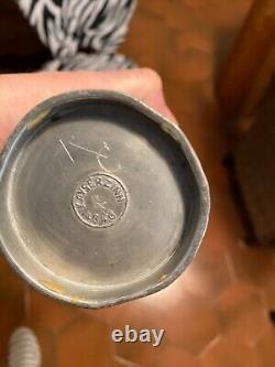 Antique Tin Timbale, 19th Century Tin, Vintage, Signed, Art Nouveau Period, Engraved