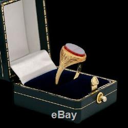 Antique Vintage 15k Gold Art Nouveau Intaglio English Sardonyx Band Ring Sz 8.75