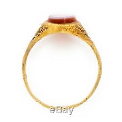 Antique Vintage 15k Gold Art Nouveau Intaglio English Sardonyx Band Ring Sz 8.75
