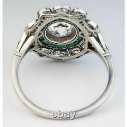 Antique Vintage Art Deco 1.75ct Zircone Engagement Wedding Ring Silver