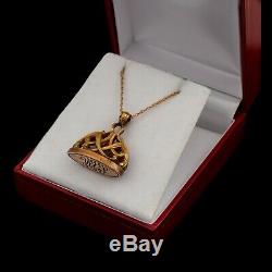 Antique Vintage Art New Gold Filled Gf Crestle Bookmark Seal Necklace