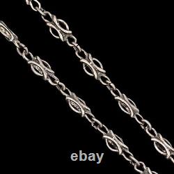 Antique Vintage Art New Sterling 925 Silver Rococo Chic Link Chain Necklace