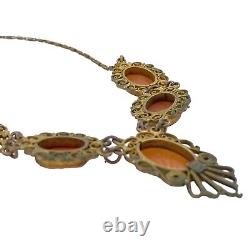 Antique Vintage Art New Sterling Silver Etruscan Conque Came Necklace 10.6g