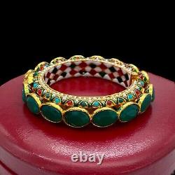 Antique Vintage Art Nouveau 14k Gold Filled Moghul Paste Faux Pearl Enamel Bracelet 68.3g