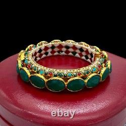 Antique Vintage Art Nouveau 14k Gold Filled Moghul Pâte Faux Pearl Enamel Bracelet 67.7g