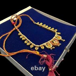 Antique Vintage Art Nouveau 14k Gold Plated Mughal Coral Wedding Necklace 39.6g